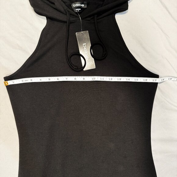 NWT Bebe Black & Pink Sleeveless Hoodie ASYM Dress Mini Fitted Women's Size S - Picture 6 of 9